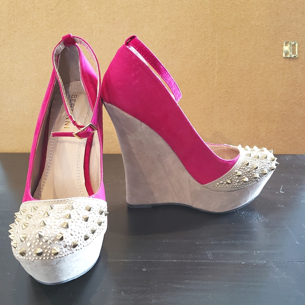 Bertinni Pink Wedge Heels Size 7 Women's